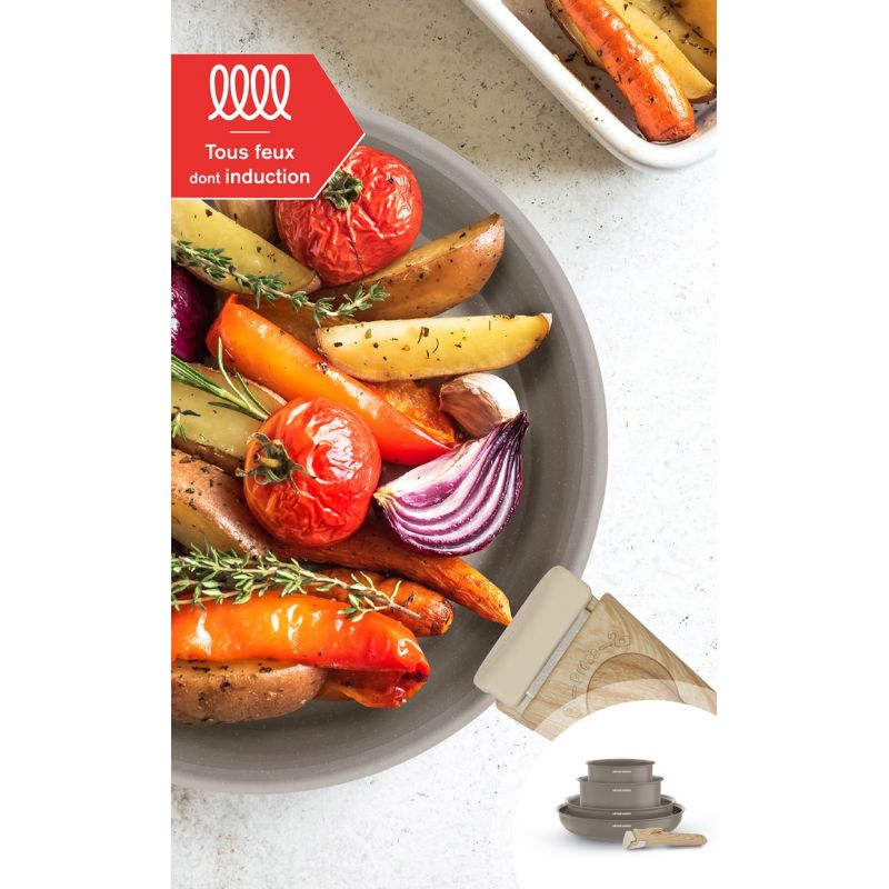 Batterie de cuisine 5 pièces poignée amovible Taupe Arthur Martin AM9192 Arthur Martin - Mathon - 3