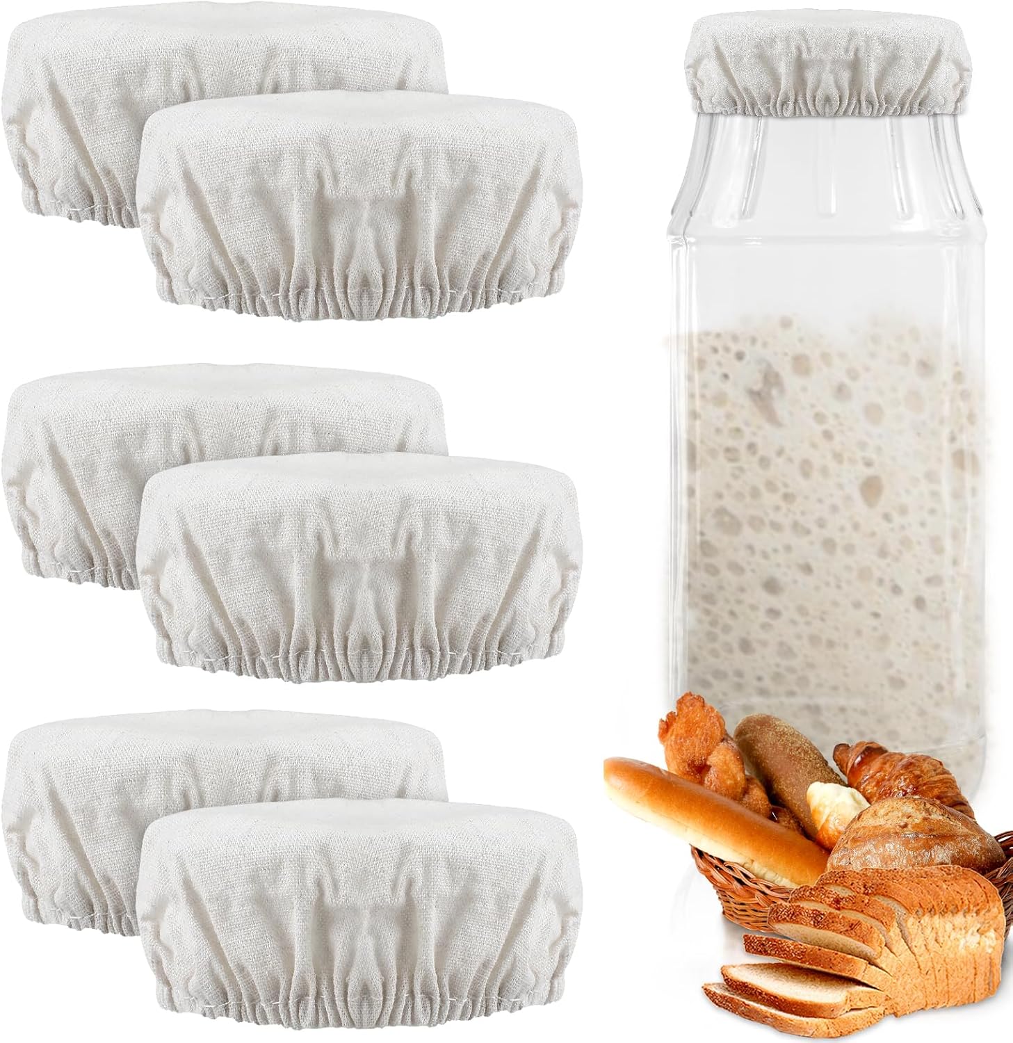 Lot 6 couvercles élastiques en coton pour bocaux Vendos85 - Mathon