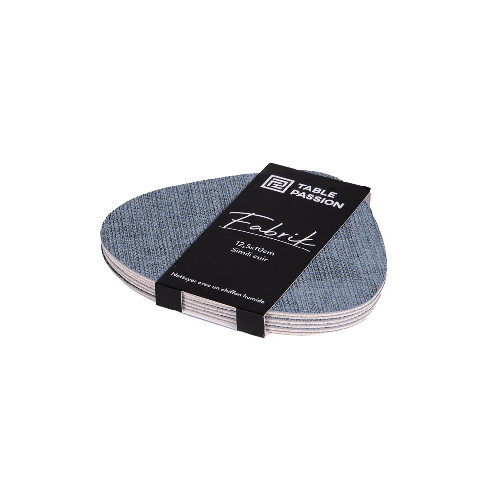 Set de 6 dessous de verre fabrik galet gris bleu Table passion - Mathon - 2