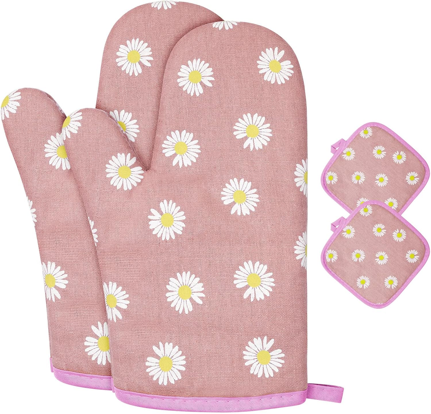 Gants de cuisine résistants à la chaleur en coton épais rose Vendos85 - Mathon