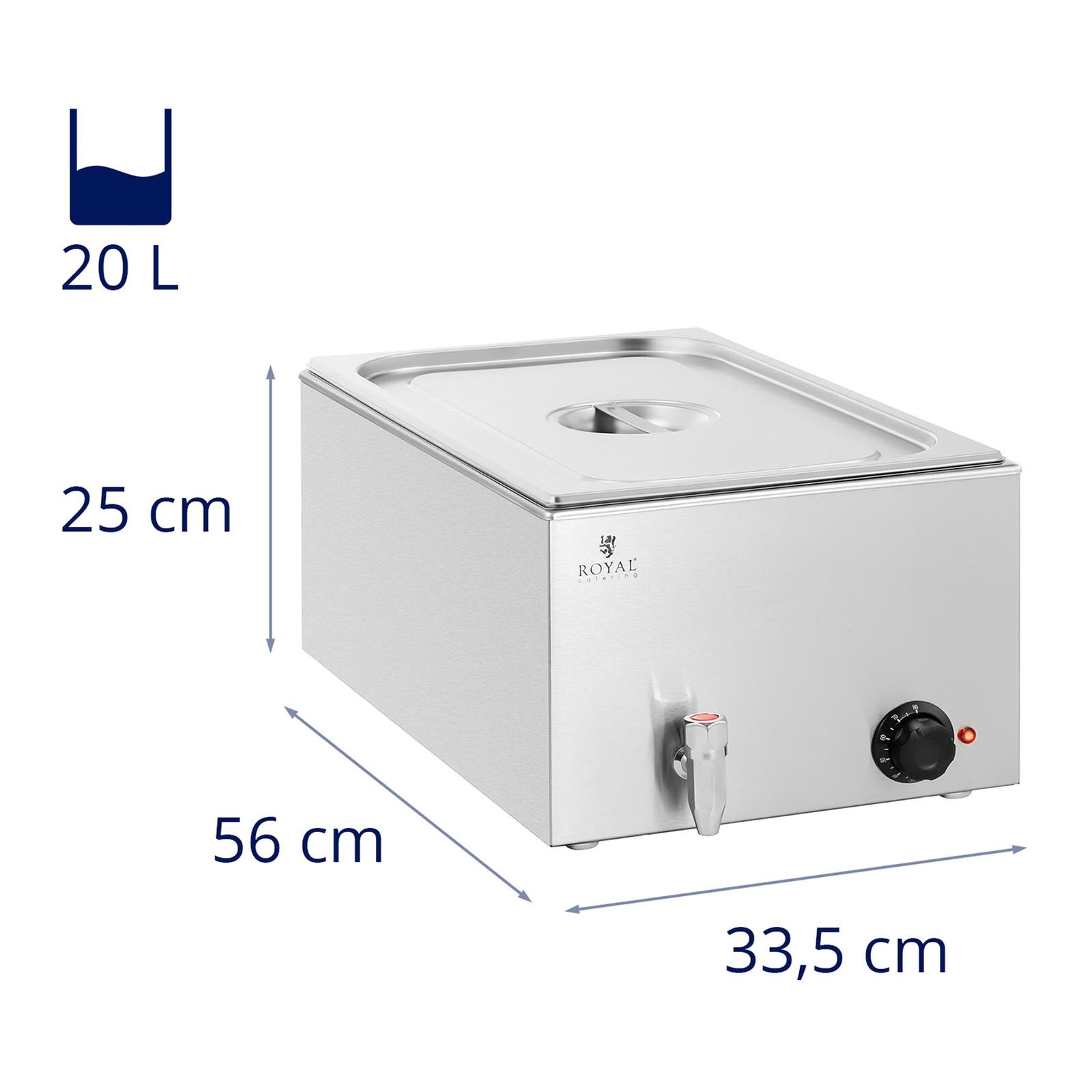 Bain-marie chauffe-plat bain-marie professionnel 600 watts 1 x GN 1/1 robinet de vidange 14_0004217 - Mathon - 6
