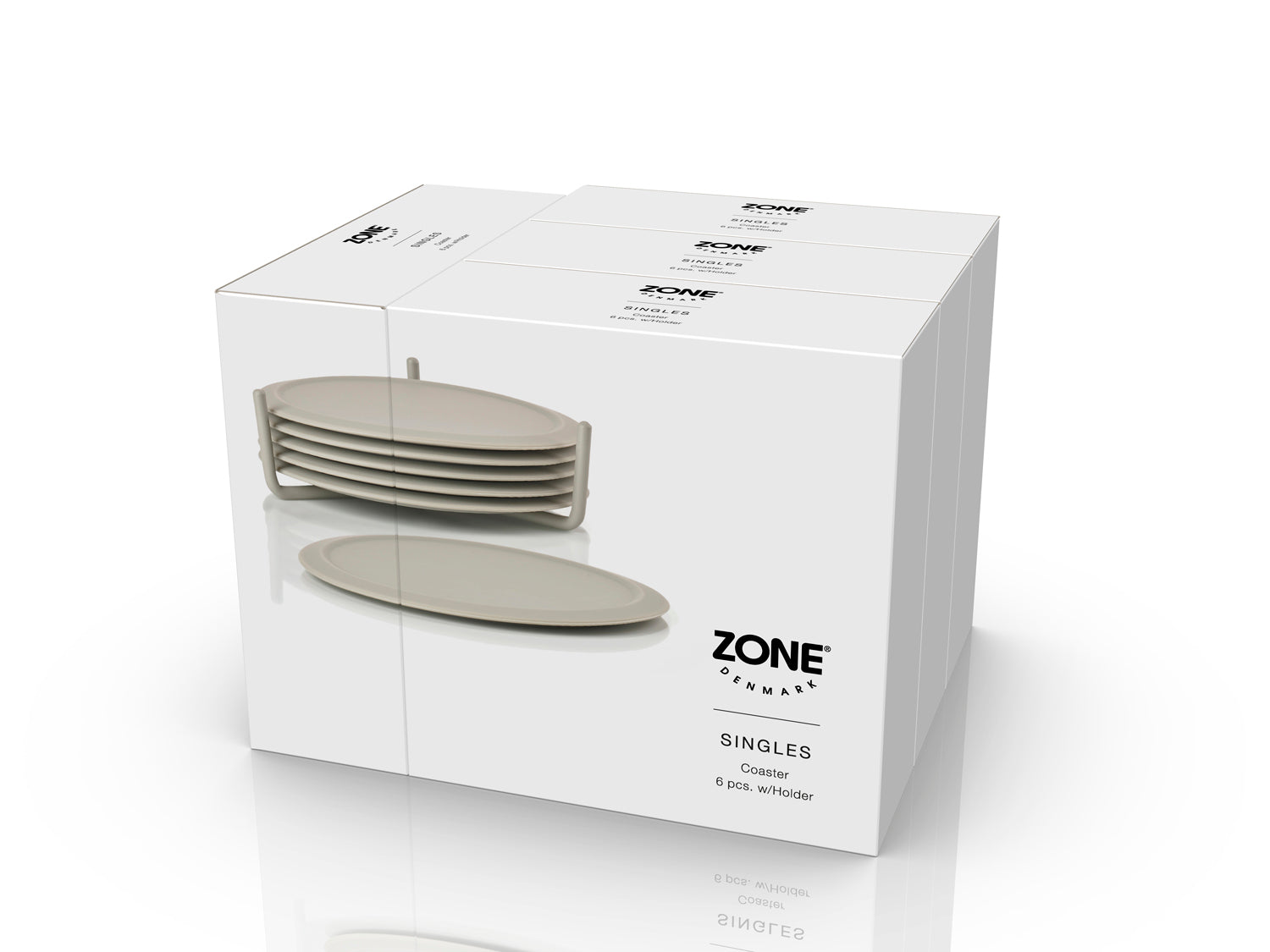 Ensemble de 6 dessous de verre SINGLES et support en silicone et métal Marron Zone Denmark - Mathon - 5