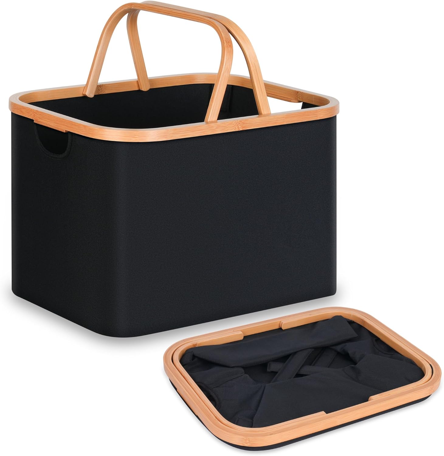 Panier à linge pliable en bambou Noir 43L Vendos85 - Mathon