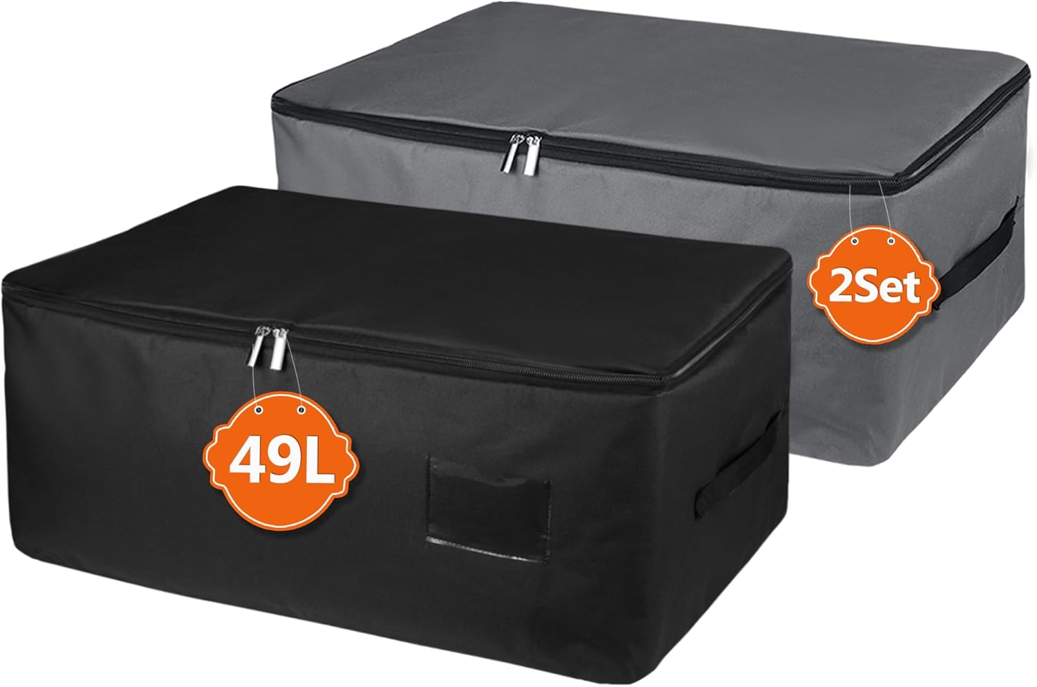 2 Sac de rangement pliable gris foncé et noir 49 L Vendos85 - Mathon