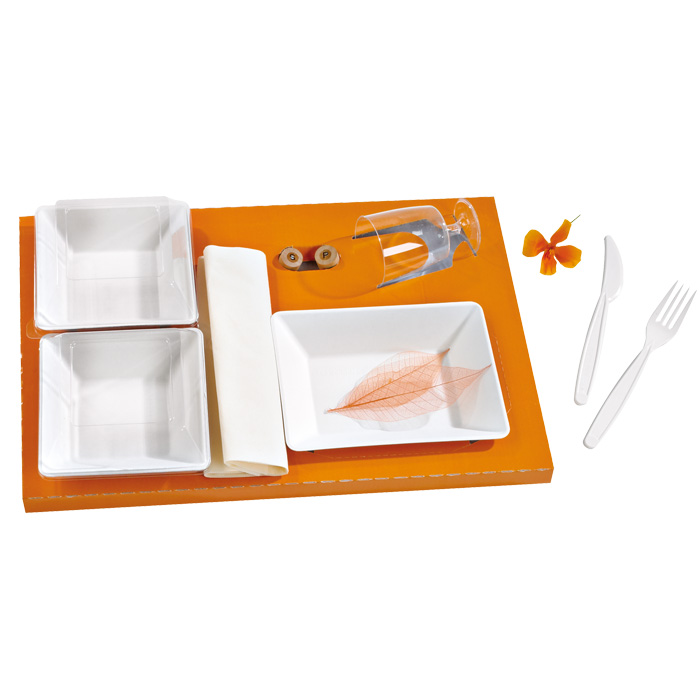 25Pcs - Insert carton orange pour vaisselle "Scandinavie"  410x270x25mm FirstPack - Mathon