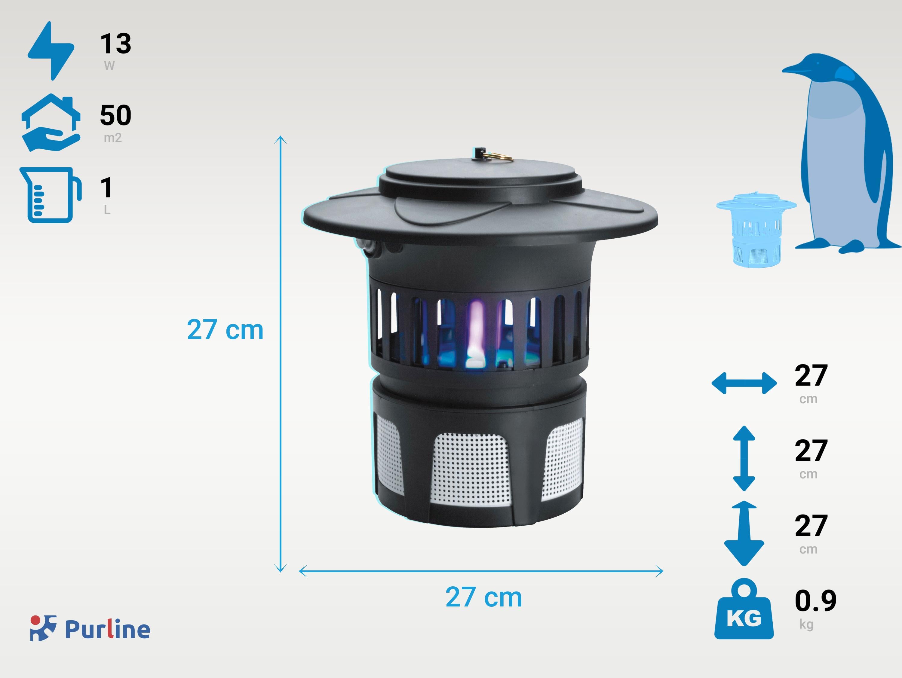 Lampe Anti-Moustiques 13W avec ventilateur d