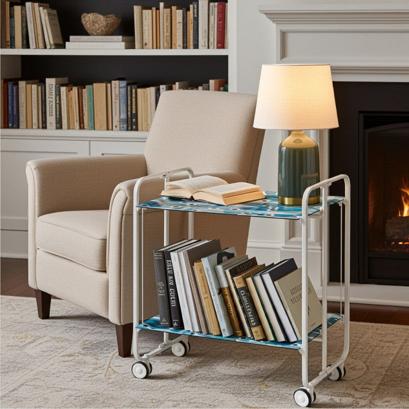 Desserte pliante 2 niveaux avec roulettes – structure blanche, bauhaus Don Hierro - Mathon - 4