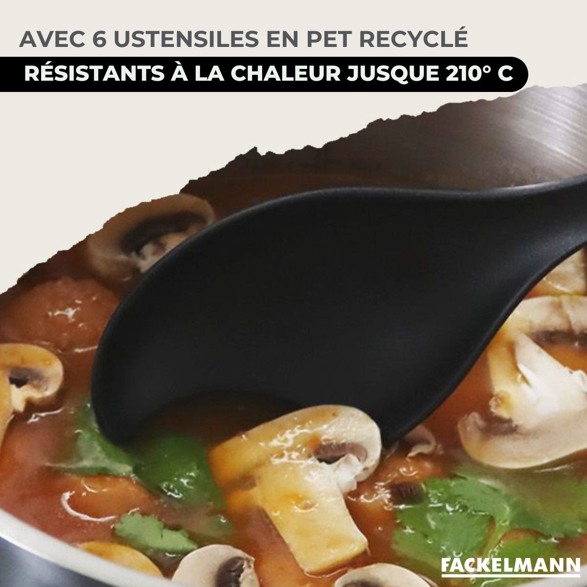 Set 1 poêle 28 cm en inox et 1 couvercle verre, 3 faitouts inox 16, 20 et 24 cm et 6 ustensiles RPET  Eterna Fackelmann - Mathon - 8