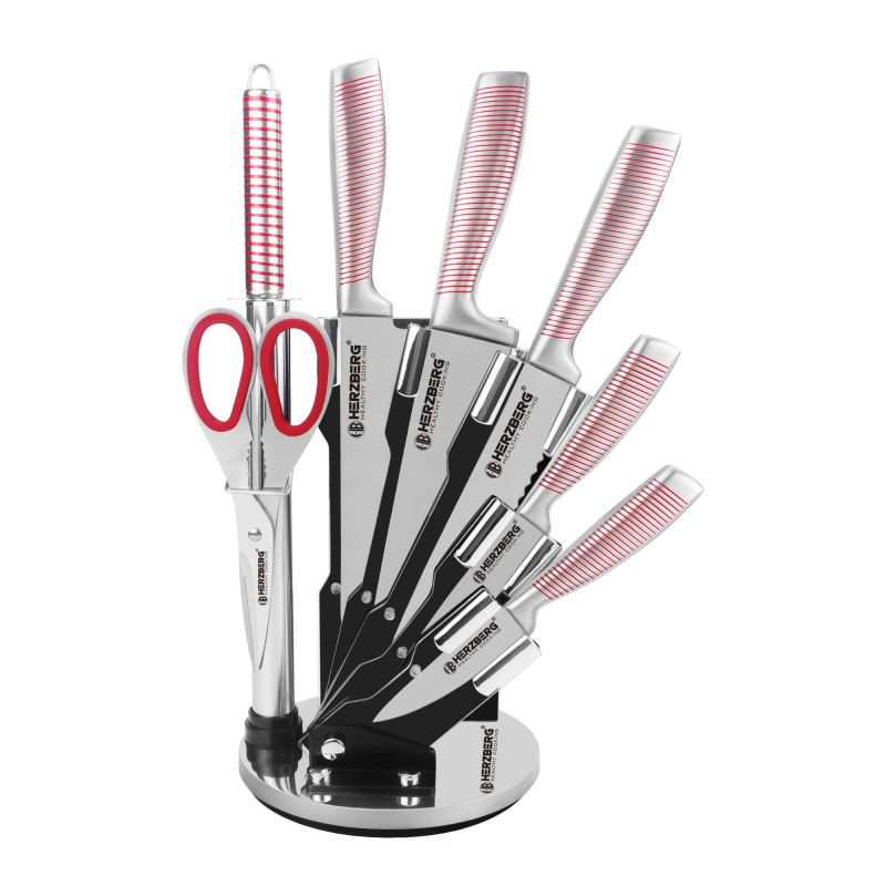 Set de couteaux 8 Pièces Rouge Herzberg HGSKN8-RED Herzberg - Mathon - 1