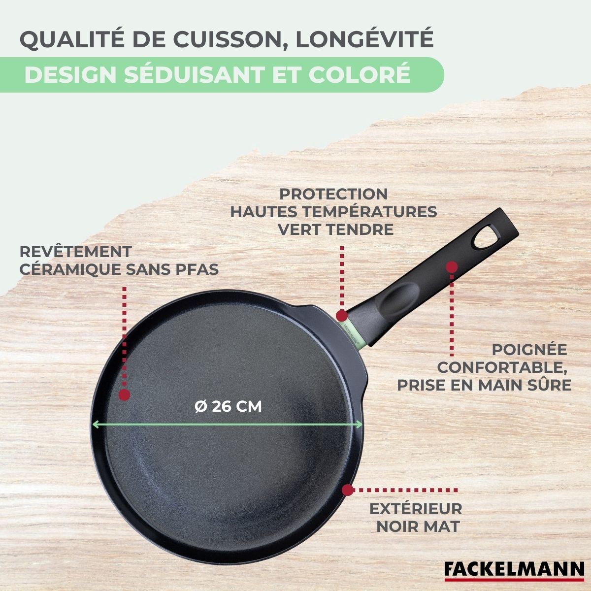 Crêpière 26 cm aluminium revêtement céramique antiadhésif sans PFAS  Brandao Fackelmann - Mathon - 6