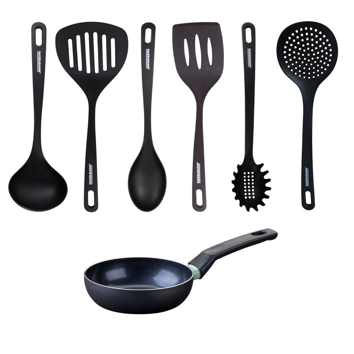 Set poêle antiadhésive céramique 16 cm et 6 ustensiles  Brandao Fackelmann - Mathon - 1