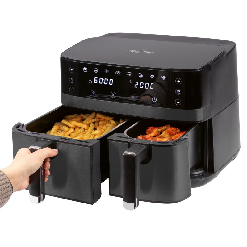 Friteuse à air chaud Air fryer 9L double compartiement 2700W Proficook PC-FR1295H-Noir Proficook - Mathon - 2