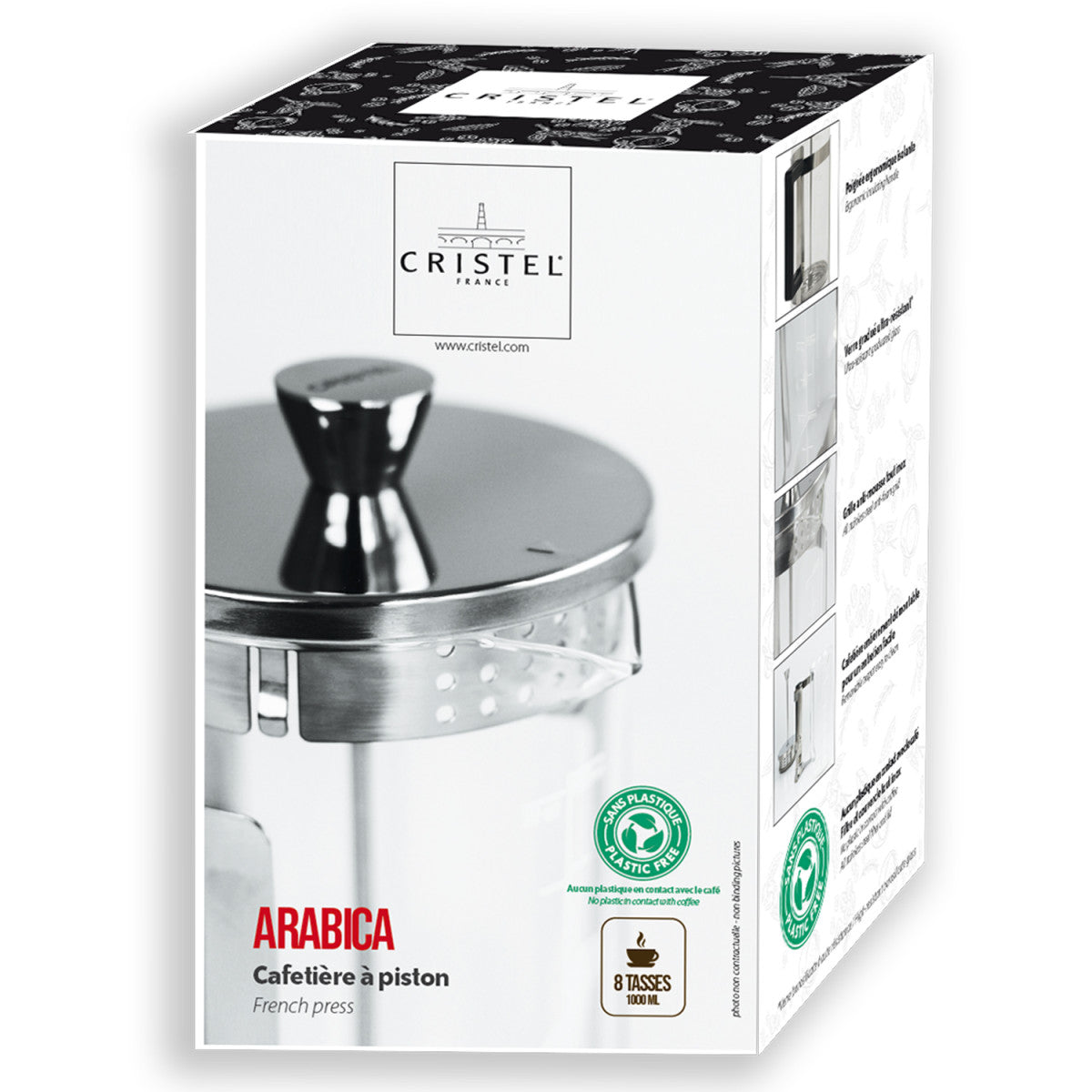 Cafetière à piston simple paroi Arabica - Verre transparent Cristel - Mathon - 4