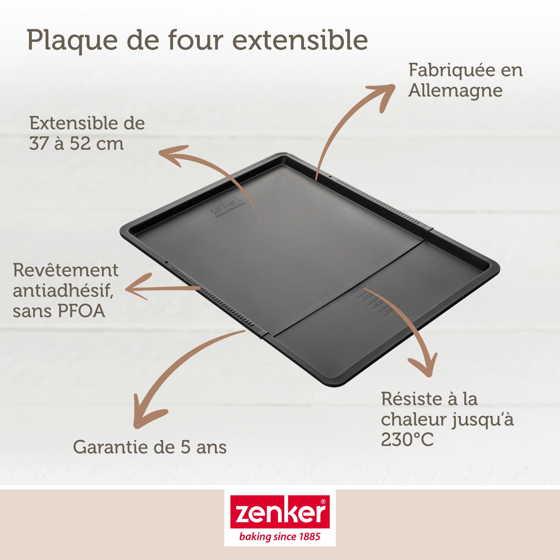 Ensemble de 2 Plaques à pâtisserie extensible de 37 à 52 x 33 cm Zenker Black Metallic Zenker - Mathon - 3