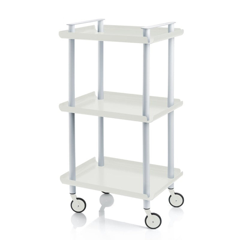 Desserte à roulettes, desserte de service Leky, métallique, 3 niveaux. Gris-Blanc Don Hierro - Mathon - 1