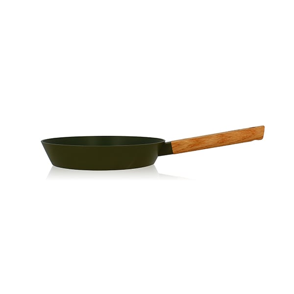 Poêle Ector induction aluminium revêtu manche en bois 24 cm vert Ogo - Mathon - 1