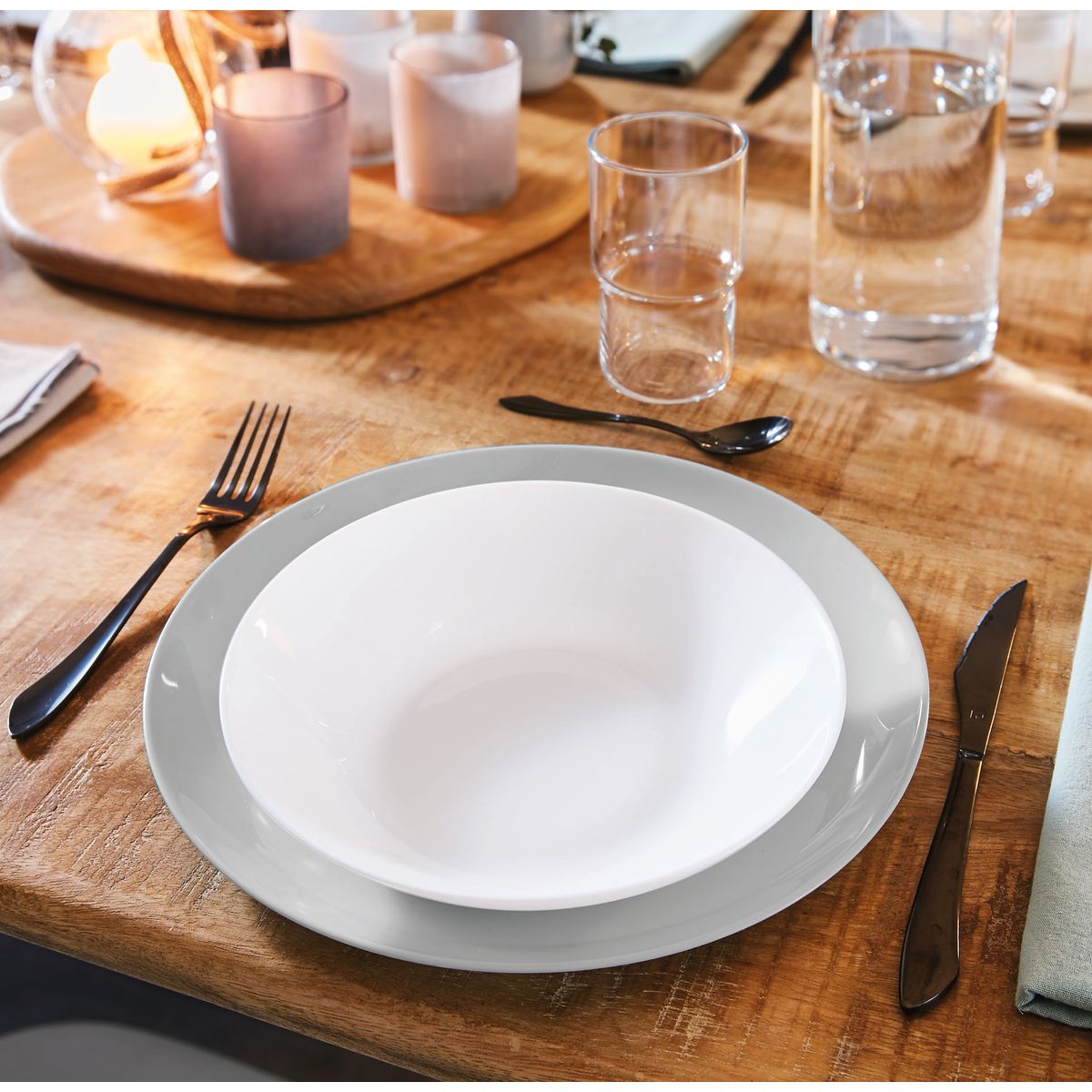 Assiette creuse  Diwali Blanc  - verre opale extra résistant Luminarc - Mathon - 4