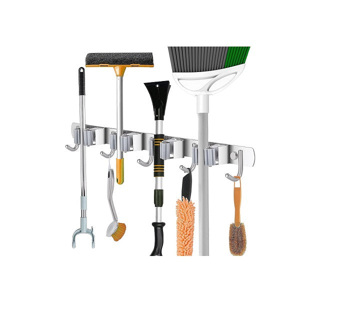 Porte-balais et organisateur en acier inoxydable pour maison, cuisine, garage Vendos85 - Mathon