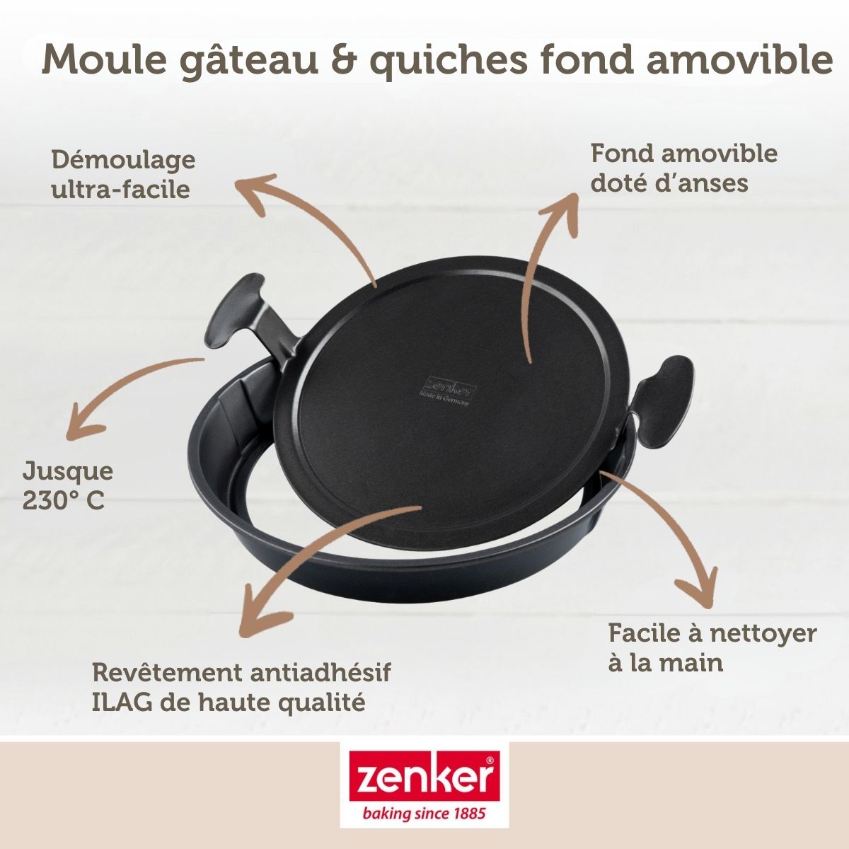 Moule à gâteau et quiches rond de 28 cm avec fond amovible Zenker Black Metallic Zenker - Mathon - 3