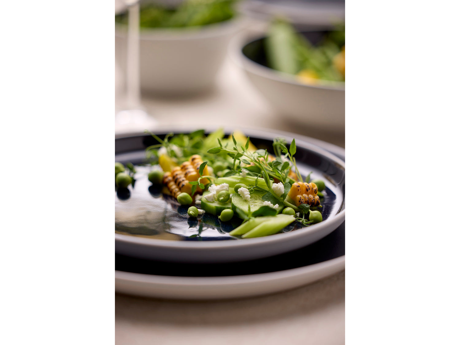 Assiette Gastro en Grès Blanc/Bleu foncé Bitz - Mathon - 10