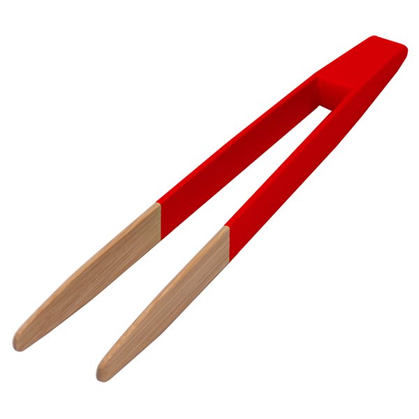 Pince à toast en bambou rouge 24 cm Pebbly - Mathon - 1