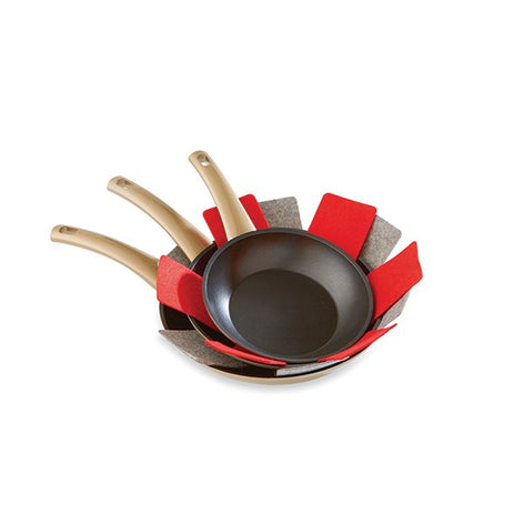 Set de 3 protections feutrines pour poêles rouge et gris 38 cm Mathon - Mathon - 2