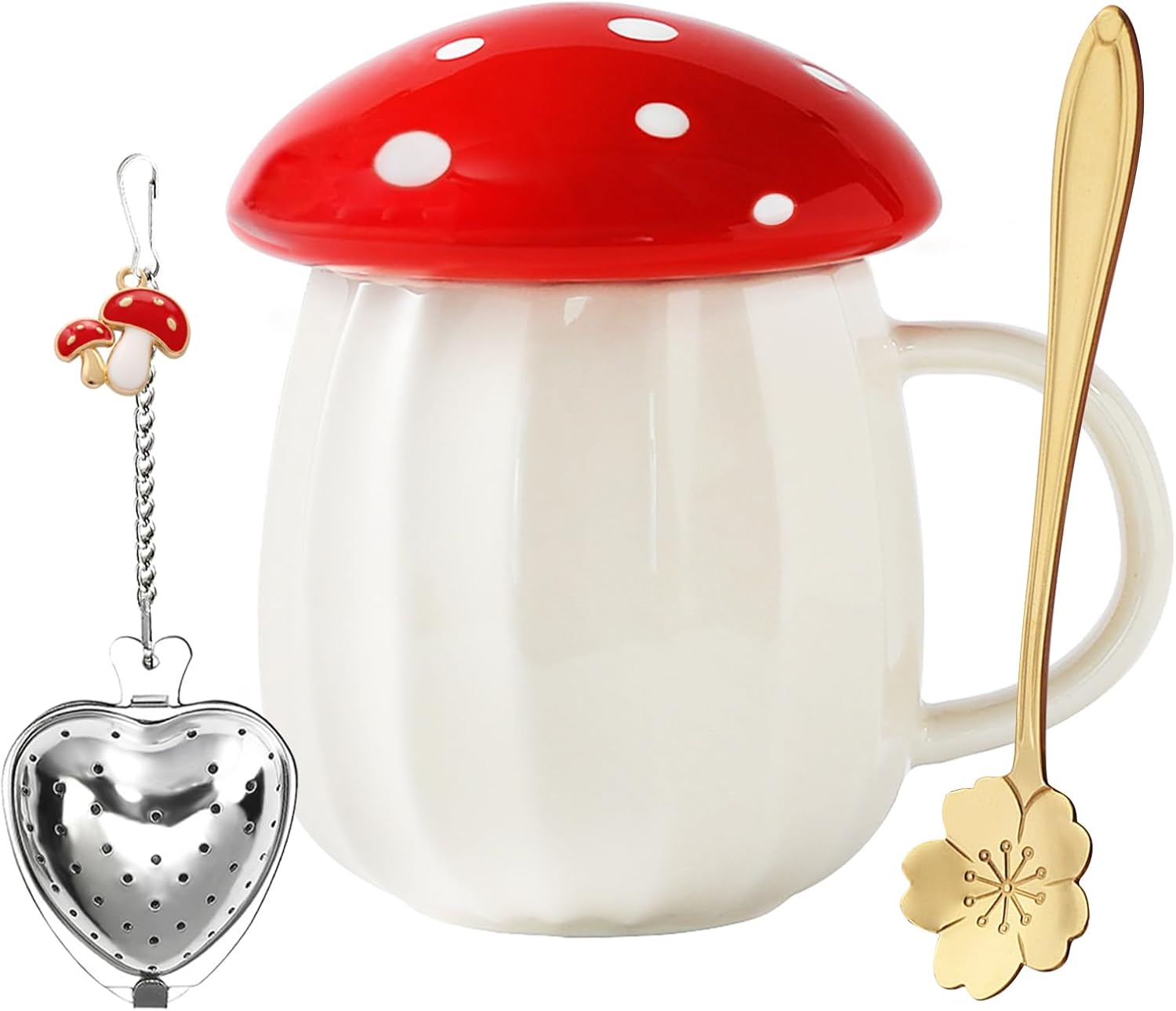 Mug Kawaii Champignon en Céramique avec Couvercle 250 ml Vendos85 - Mathon
