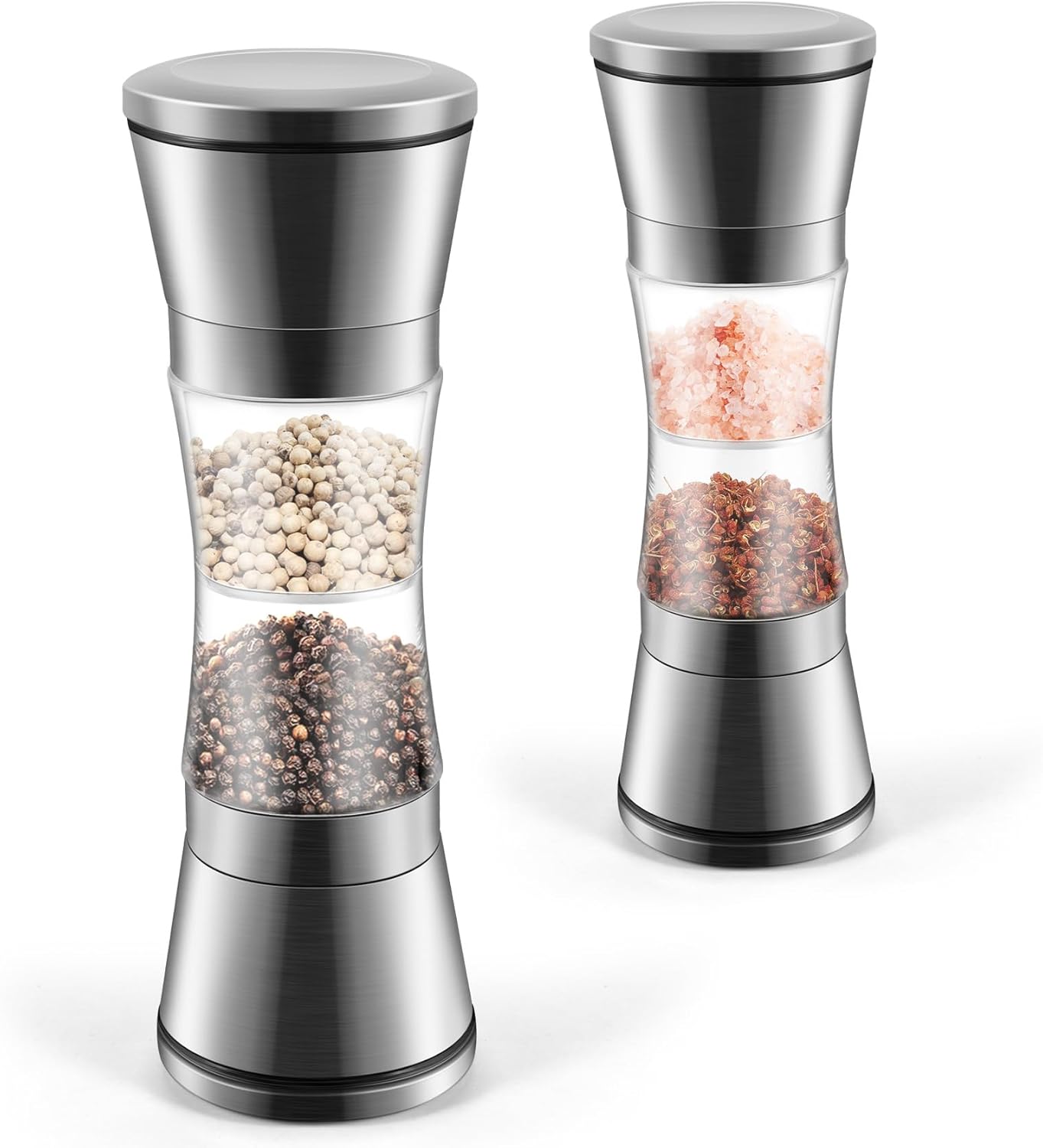 Lot de 2 moulins à épices manuels en acier inoxydable pour poivre, sel, épices Vendos85 - Mathon