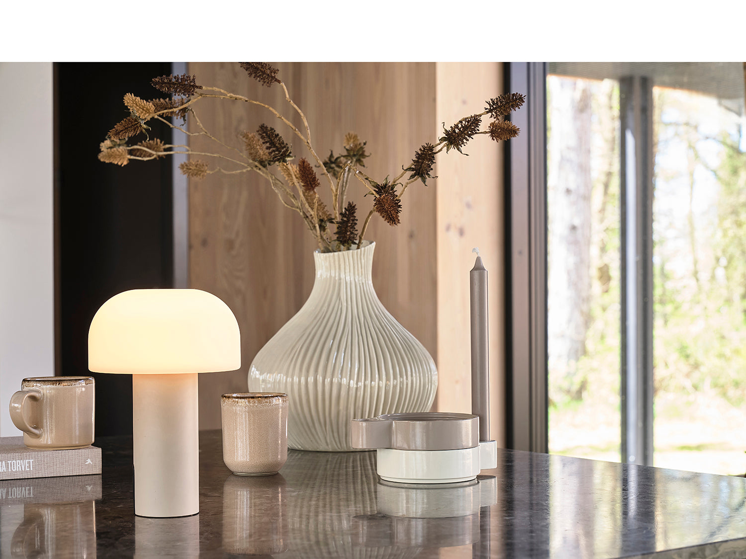 Bougeoir Styles en Aluminium Blanc cassé Villa Collection - Mathon - 5