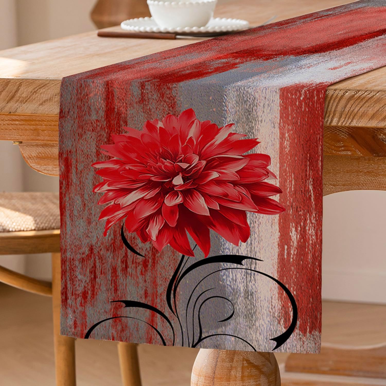 Chemin de table en lin épais 40×140 cm rouge Vendos85 - Mathon