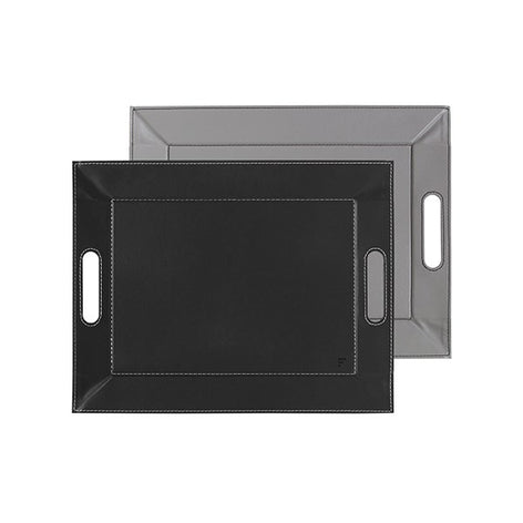 Plateau bicolore réversible noir et gris 45 cm FreeForm - Mathon - 1