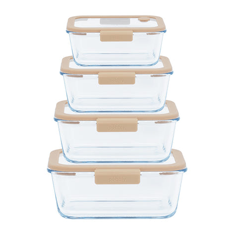 4 boîtes de conservation sous vide 460 ml, 800 ml, 1200 ml et 1900 ml et pompe sous vide  Pebbly - Mathon - 1