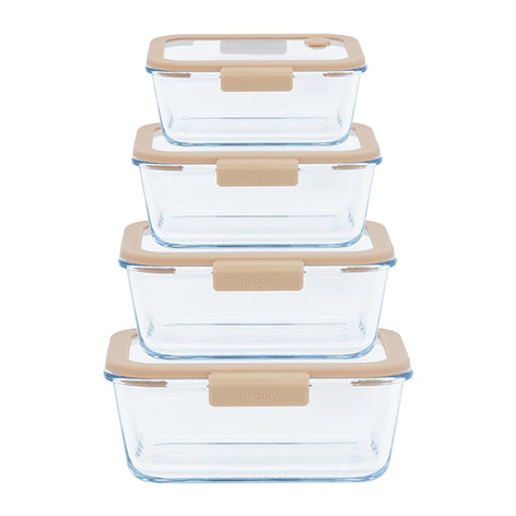 4 boîtes de conservation sous vide 460 ml, 800 ml, 1200 ml et 1900 ml et pompe sous vide  Pebbly - Mathon - 1