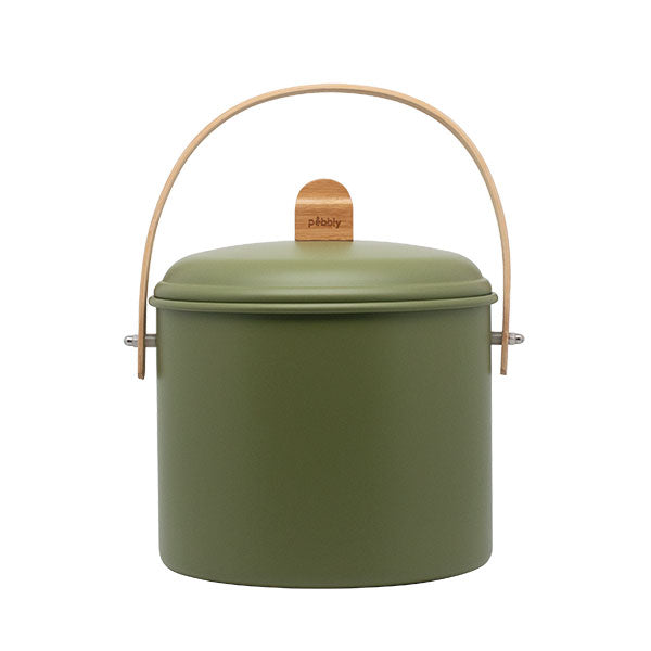 Seau à compost en acier et anse en bambou 7 L  Pebbly - Mathon - 1