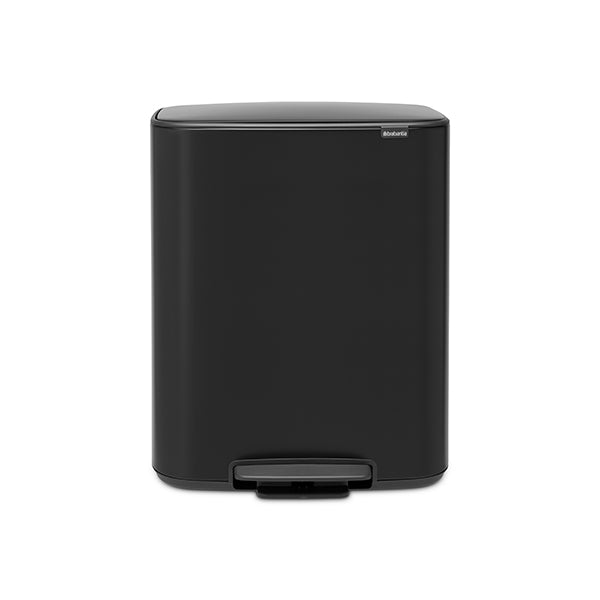 Poubelle rectangulaire à pédale avec 2 compartiments Bo noire 60 L  Brabantia - Mathon - 1