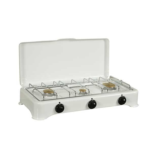 Réchaud gaz 3 brûleurs émaillé blanc 5327C Kitchen Chef Professional - Mathon