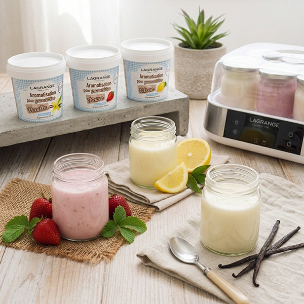 Lot 3 arômes pour yaourts Vanille, Fraise et Citron Lagrange - Mathon - 1
