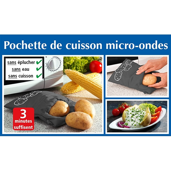 Vipolish Lot De 4 Sacs De Cuisson Pour Pommes De Terre Au Micro-Ondes – Réutilisables, 25x20 Cm, Rouges