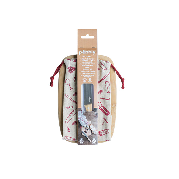 Set apéritif planche, couteau et sac Pebbly - Mathon - 2