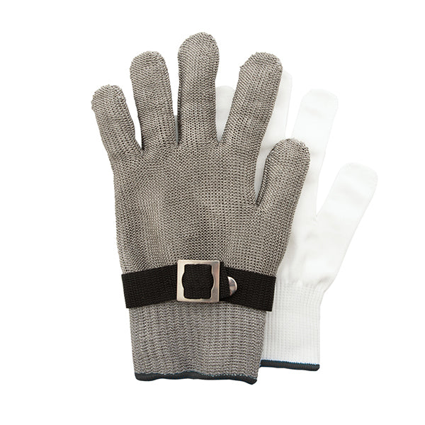 Gants à huitre 2 pièces en acier inoxydable grande taille L Point Virgule - Mathon - 1