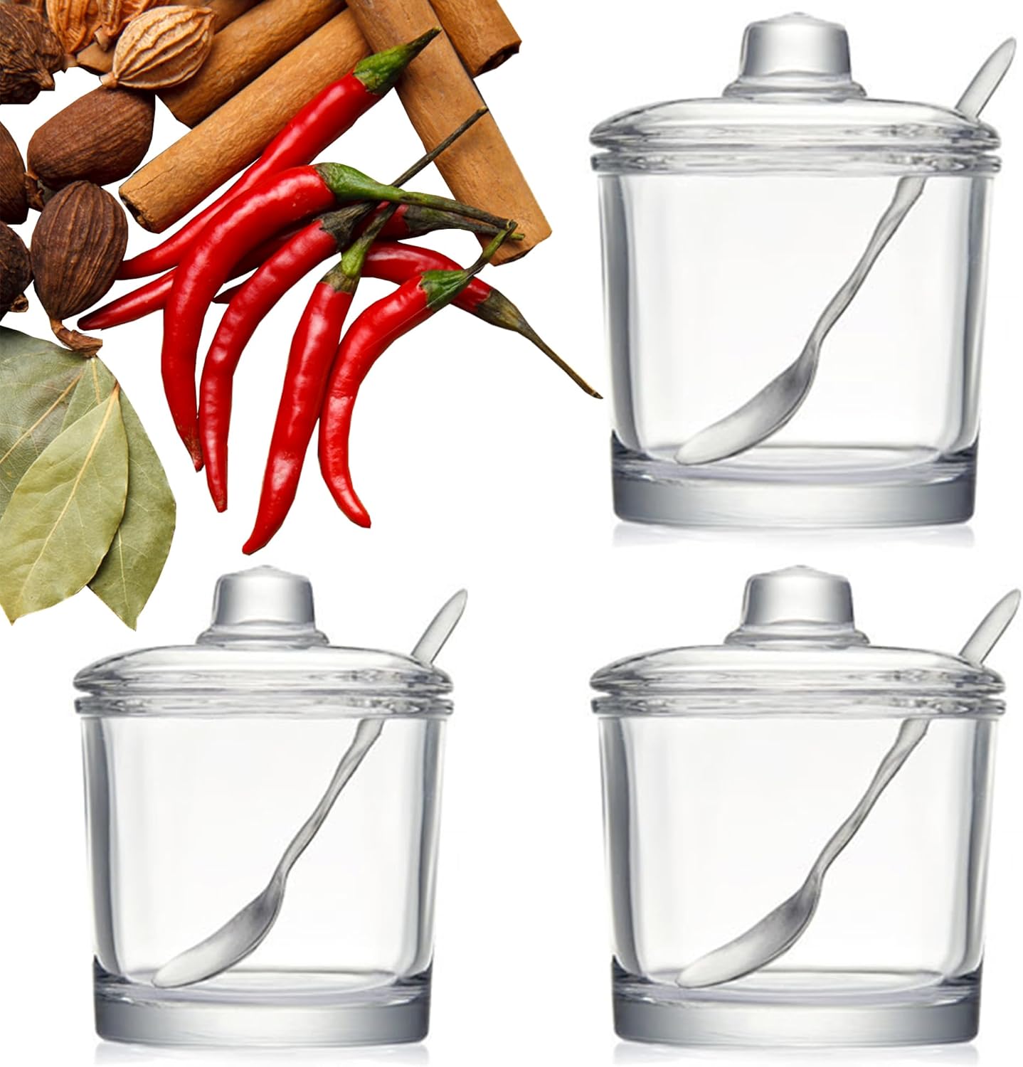 Ensemble de 3 sucriers en verre avec cuillère Vendos85 - Mathon