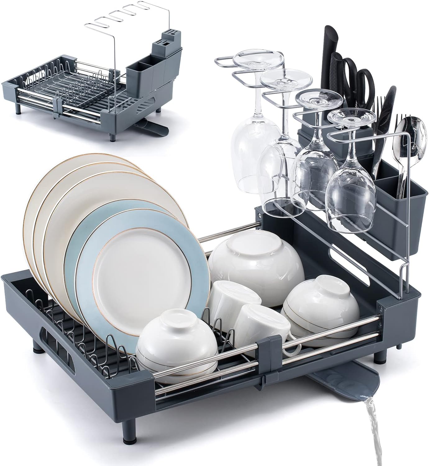 Égouttoir à Vaisselle Extensible Pliable en Acier Inoxydable Vendos85 - Mathon