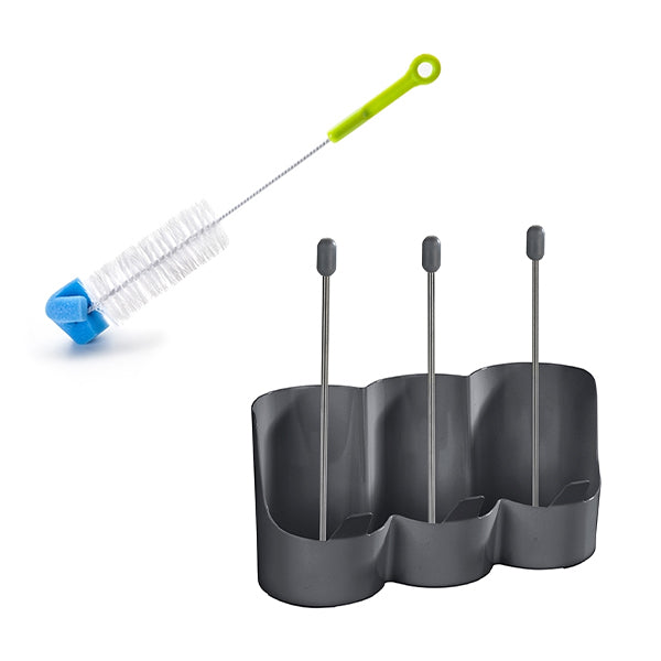 Set égouttoir à bouteille et brosse spéciale bouteille - Mathon - 1