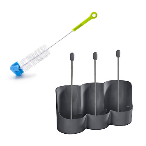 Lot égouttoir à bouteilles et brosse spéciale bouteille - Mathon - 1