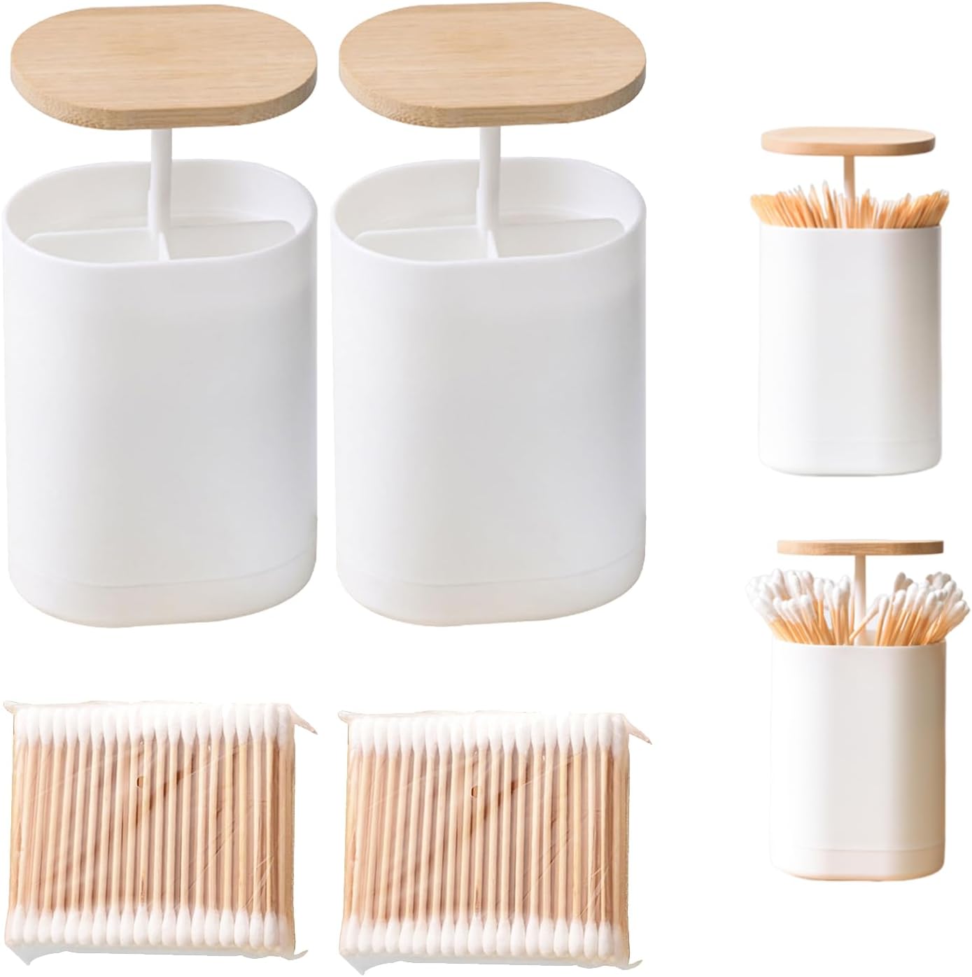 Boîte à coton-tige pop-up élégante avec 4 compartiments Vendos85 - Mathon