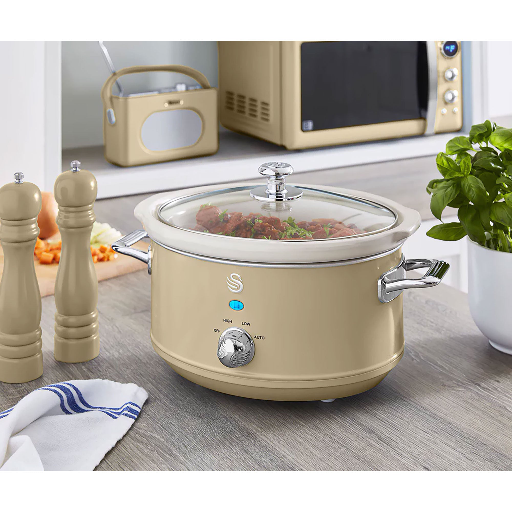 Retro Mijoteuse 3,5L Poêle Amovible en Céramique Antiadhésive, Vintage 200 Crème SF17021CNEU - Mathon - 2