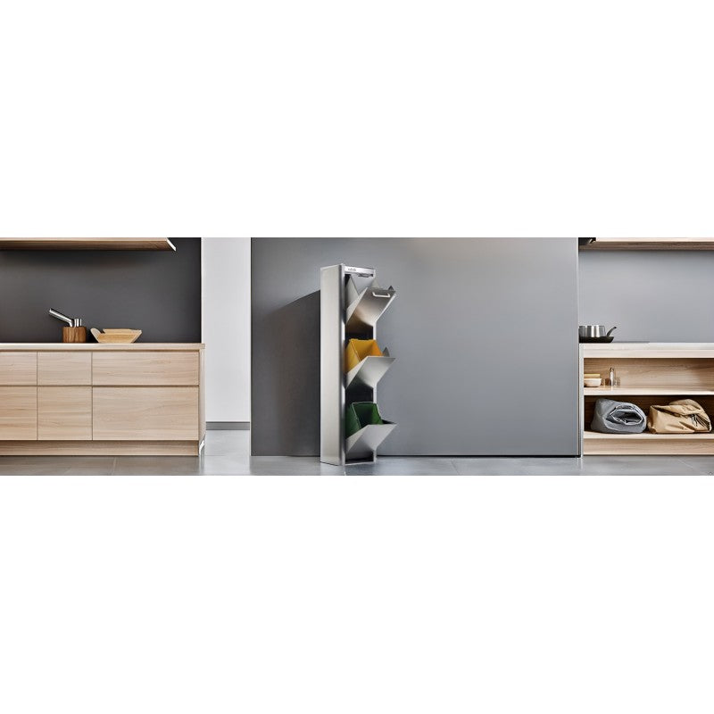 Poubelle de tri sélectif cubek en acier inoxydable. 3 compartiments de 20 litres. Don Hierro - Mathon - 6