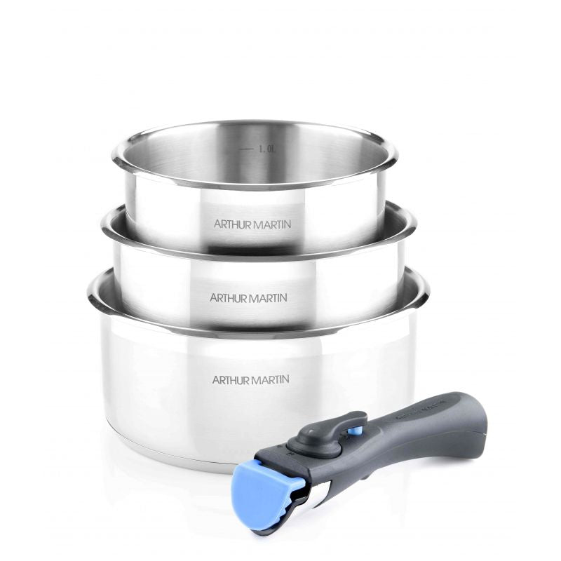 Lot de 3 casseroles inox manche amovible Arthur Martin AM3456 Arthur Martin - Mathon - 1