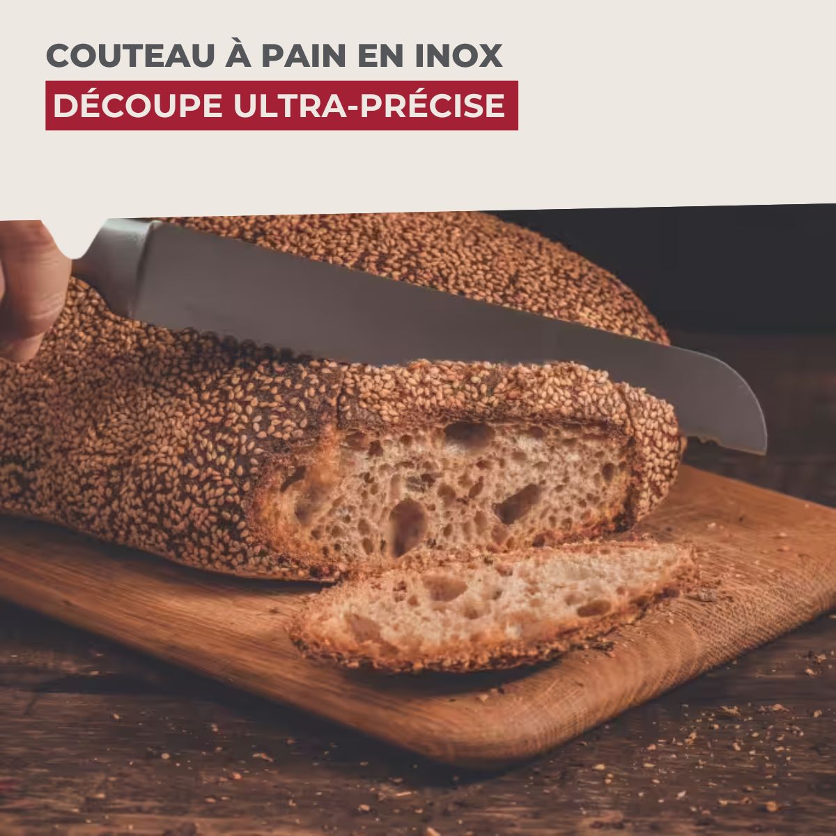 Ensemble de 2 Couteaux à pain en inox 33,5 cm en tout Nirosta - Mathon - 4