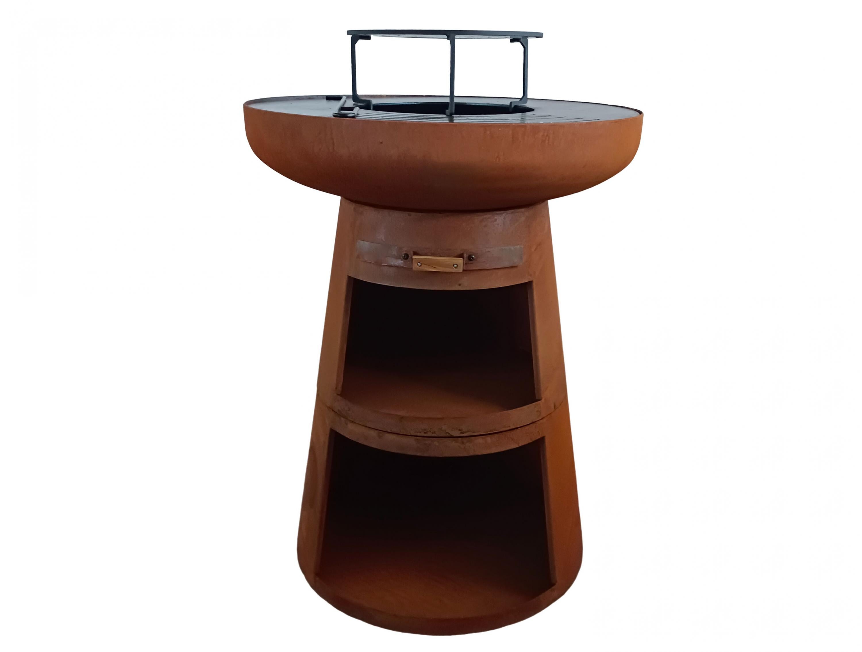 Barbecue rond avec plaque d